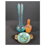 Vintage Israeli Glass, Wood & Metal Vanity Set