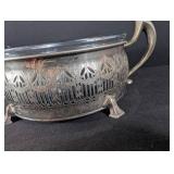 Silverplate Openwork Bowl With Blue Glass Insert