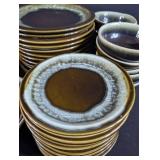 Vintage Brown Glaze Stoneware Dinnerware Set