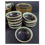 Vintage Brown Glaze Stoneware Dinnerware Set