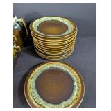 Vintage Brown Glaze Stoneware Dinnerware Set