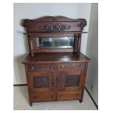 Victorian Eastlake Oak Sideboard With Mirror