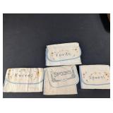 Vintage Embroidered Flatware Holders Set of 4