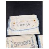 Vintage Embroidered Flatware Holders Set of 4