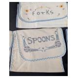 Vintage Embroidered Flatware Holders Set of 4