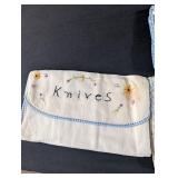 Vintage Embroidered Flatware Holders Set of 4