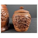 Carved Wood Lidded Canister Set (Lot of 3)