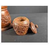 Carved Wood Lidded Canister Set (Lot of 3)