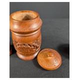 Carved Wood Lidded Canister Set (Lot of 3)