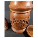 Carved Wood Lidded Canister Set (Lot of 3)