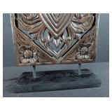 Carved Wood Floral Panel on Stand