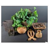 Rustic Decor Mixed Lot Wicker, Metal & Wood Accents