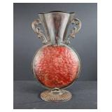Decorative Hammered Metal Vase Scroll Handles