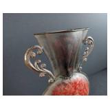 Decorative Hammered Metal Vase Scroll Handles