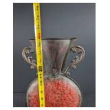 Decorative Hammered Metal Vase Scroll Handles