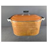 Vintage Copper Oval Roaster With Lid and Rack