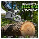 $140 Electric Chainsaw Cordless, 42V 16 Inch Battery Chainsaw with Brushless Motor and Quiet Superior Cutting Power, Hand Battery Powered chainsaw for Tree Trimming Wood Cutting, 2 Battery and Charger