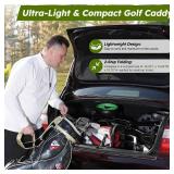 $131 360 Golf Pull Cart: Lightweight Folding Swivel 3 Wheels Golf Caddy with Foot Brake, Cooler Bag, Drink& Umbrella Holder