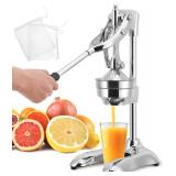 Moongiantgo Commercial Manual Juicer, Heavy Duty Hand Press Juice Extractor with 2 Reusable Fruit Bags, Easy to Clean Professional Fruit Squeezer for Citrus Orange Lemon Lime Pomegranate Grapefruit