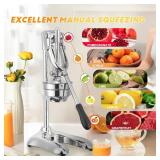 Moongiantgo Commercial Manual Juicer, Heavy Duty Hand Press Juice Extractor with 2 Reusable Fruit Bags, Easy to Clean Professional Fruit Squeezer for Citrus Orange Lemon Lime Pomegranate Grapefruit