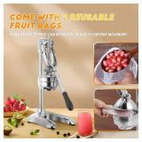 Moongiantgo Commercial Manual Juicer, Heavy Duty Hand Press Juice Extractor with 2 Reusable Fruit Bags, Easy to Clean Professional Fruit Squeezer for Citrus Orange Lemon Lime Pomegranate Grapefruit