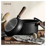 $150 CAROTE 24Pcs Nonstick Kitchen Titanium Cookware Sets, Non stick Pots and Pans set, Induction Cookware Set Black