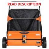$170 26-Inch Push Lawn Sweeper, 7 Cu.Ft. Hopper Capacity, 2 Spiral Spinning Brushes, Adjustable Height, Dustproof Walk-Behind Yard Sweeper for Leaves, Grass Clippings & Debris