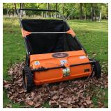 $170 26-Inch Push Lawn Sweeper, 7 Cu.Ft. Hopper Capacity, 2 Spiral Spinning Brushes, Adjustable Height, Dustproof Walk-Behind Yard Sweeper for Leaves, Grass Clippings & Debris