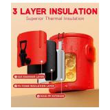 Insulated Beverage Dispenser 3.5 Gallon, Hot Drink Dispenser with 304 Stainless Steel Interior & Spout, Hot Water Dispenser for Parties, Portable Outdoors Water Cooler Jug for Camping Sports,NSS
