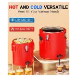 Insulated Beverage Dispenser 3.5 Gallon, Hot Drink Dispenser with 304 Stainless Steel Interior & Spout, Hot Water Dispenser for Parties, Portable Outdoors Water Cooler Jug for Camping Sports,NSS
