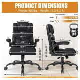$130 Executive Office Chair with Flip-up Armrests,Ergonomic Computer Desk Chairs,Mid-Tall Back Leather Office Chair,Lumbar Support Swivel PC Chair with Rocking Function