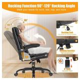 $130 Executive Office Chair with Flip-up Armrests,Ergonomic Computer Desk Chairs,Mid-Tall Back Leather Office Chair,Lumbar Support Swivel PC Chair with Rocking Function