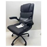 $130 Executive Office Chair with Flip-up Armrests,Ergonomic Computer Desk Chairs,Mid-Tall Back Leather Office Chair,Lumbar Support Swivel PC Chair with Rocking Function