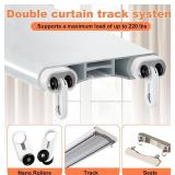 Double Curtain Track Ceiling Mount, 9.2ft (2.8m) Heavy Duty White Aluminum Alloy Curtain Rail with Nano Rollers, Blackout Drop Ceiling Track for Bedroom Window Hotel (White)