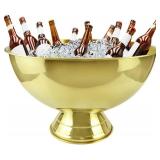 3 Gallon 12L Stainless Steel Beverage Tub Insulated Ice Bucket Metal Champagne Bowl with Base Large Size Ice Bowl for Wine Beer Home Bar Parties Gold
