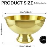 3 Gallon 12L Stainless Steel Beverage Tub Insulated Ice Bucket Metal Champagne Bowl with Base Large Size Ice Bowl for Wine Beer Home Bar Parties Gold