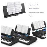 Adjustable Pin Music Stand, Fits Multiple Electronic Pianos&Keyboards, Built-in Stowable Sheet Music Clip