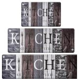 PVC Farmhouse Kitchen Mats for Floor Set of 3, Wooden Board Theme Kitchen Rugs, Kitchen Rugs Non-Slip Washable, Anti Fatigue Kitchen Mat for Sink Office Laundry,18"x30"+18"x48"+18"x60" Inches