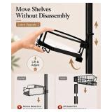 ALLZONE Corner Shower Caddy Tension Pole, 4 Hang-On Basket with Mixed-Height Shelves for Various Bottle Sizes, Extra Hooks & Soap Holder, Rustproof Stainless Steel, Fits 34 116 Inch, Black/White