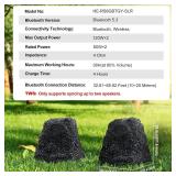 $191 Herdio 8" Rock Bluetooth Speakers Outdoor Waterproof IPX7 Wireless Solar Max 240 Watt, TWS Connection Powered with Rechargeable Battery for Garden Patio Deck Pool Backyard Black 1Pair