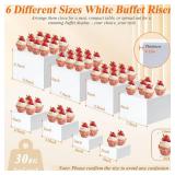 8 Pcs White Buffet Risers with Mini Table Sign, Serving Tongs, Acrylic Food Risers for Buffet Table Display Stand Shelf for Party Catering Dessert Jewelry Collectibles (Size 9" 8" 7" 6" 5" 5" 4" 4")