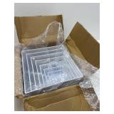 8 Pcs White Buffet Risers with Mini Table Sign, Serving Tongs, Acrylic Food Risers for Buffet Table Display Stand Shelf for Party Catering Dessert Jewelry Collectibles (Size 9" 8" 7" 6" 5" 5" 4" 4")