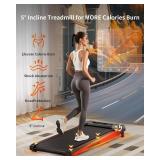 Walking Pad Treadmill, Anylife Incline Walking Pads Under Desk 330lb Capacity, 2.5HP Portable Treadmills for Home, Compact Treadmill Small Running Pad with LED Display, Remote Control