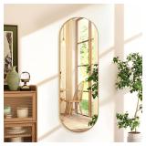 Niccy 48" 16" Oval Full Length Mirror, Long Oval Mirror with Unique Metal Frame Large Explosion-Proof Hanging Mirror for Living Room, Decorative Vanity Mirror for Bathroom, Bedroom, Gold