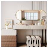 Niccy 48" 16" Oval Full Length Mirror, Long Oval Mirror with Unique Metal Frame Large Explosion-Proof Hanging Mirror for Living Room, Decorative Vanity Mirror for Bathroom, Bedroom, Gold