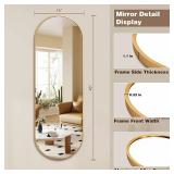Niccy 48" 16" Oval Full Length Mirror, Long Oval Mirror with Unique Metal Frame Large Explosion-Proof Hanging Mirror for Living Room, Decorative Vanity Mirror for Bathroom, Bedroom, Gold