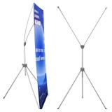 QKA Reinforced X Banner Stand with Portable Bag, Adjustable banner sizes from 23x63 to 32x78 inches,Ideal for exhibitions, restaurants, theaters.1 Pack