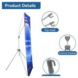 QKA Reinforced X Banner Stand with Portable Bag, Adjustable banner sizes from 23x63 to 32x78 inches,Ideal for exhibitions, restaurants, theaters.1 Pack