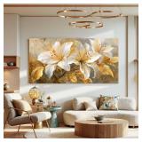 Canvas Wall Art Decor White Flower Pictures Wall Decor For Living Room Gold Botanical Wall Art Decor Modern Aesthetics Wall Art Paintings Prints For Home Bedroom Office Room Wall Decor 20 40 Inch