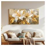Canvas Wall Art Decor White Flower Pictures Wall Decor For Living Room Gold Botanical Wall Art Decor Modern Aesthetics Wall Art Paintings Prints For Home Bedroom Office Room Wall Decor 20 40 Inch